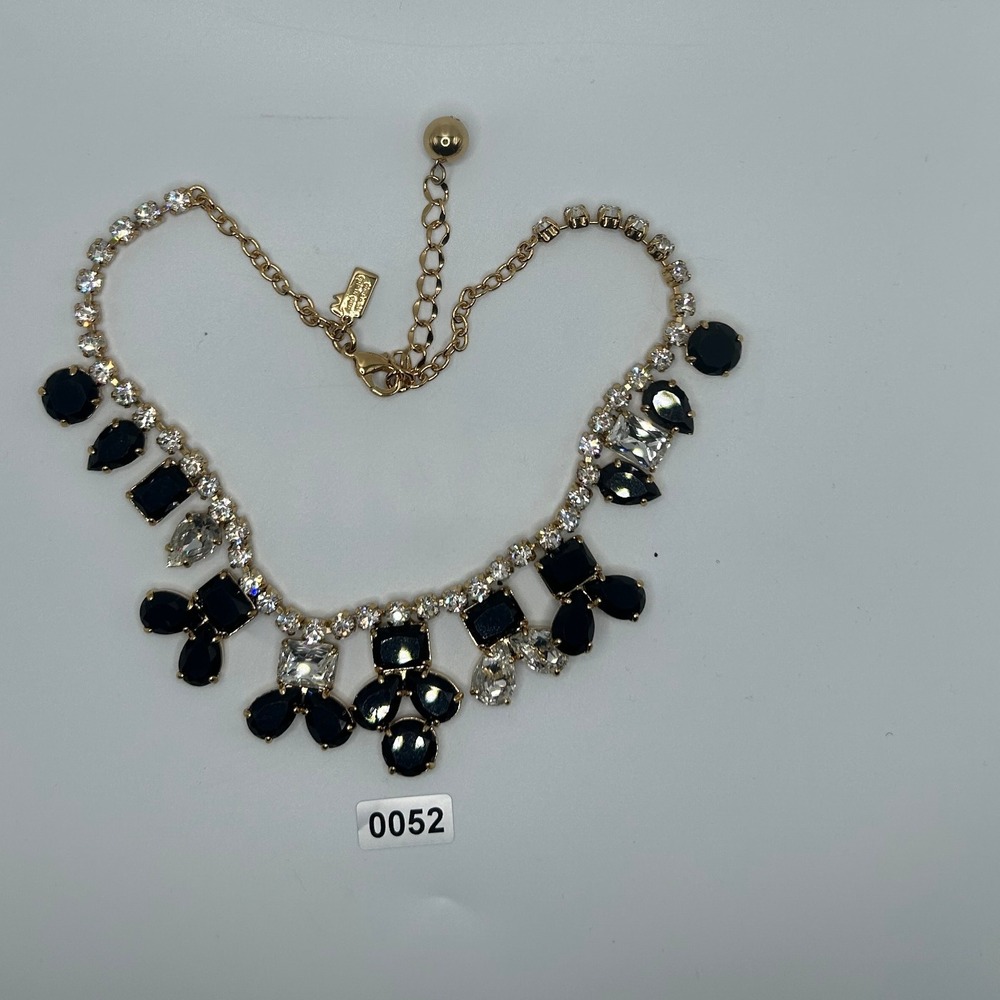 Kate Spade New York‎ Gold Tone Black Clear Crystal Statement Necklace